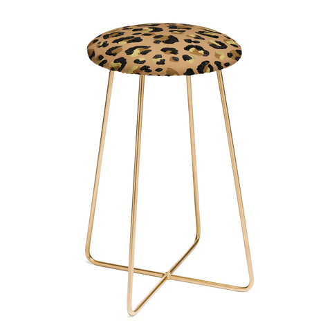 Cat Coquillette Leopard Print Neutral Gold Counter Stool