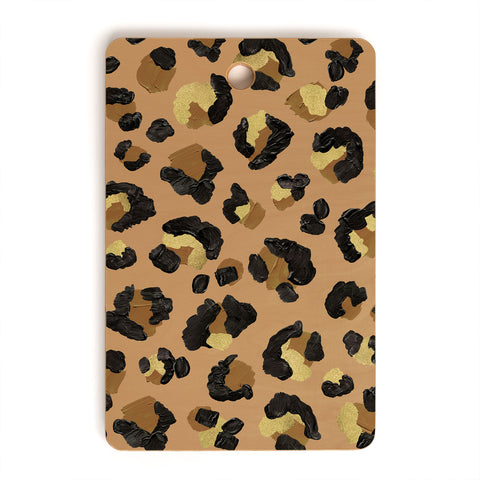Cat Coquillette Leopard Print Neutral Gold Cutting Board Rectangle