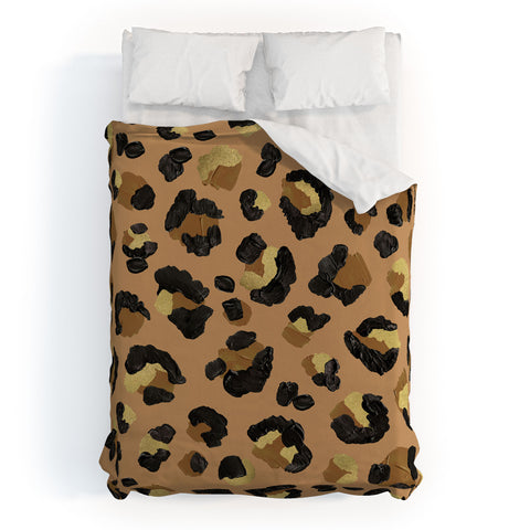 Cat Coquillette Leopard Print Neutral Gold Duvet Cover