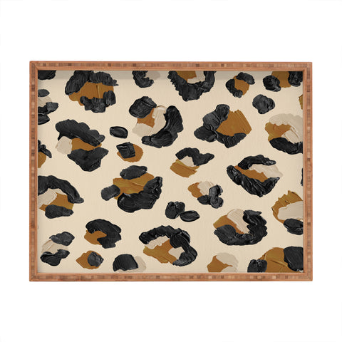 Cat Coquillette Leopard Print Neutral Gold Li Rectangular Tray