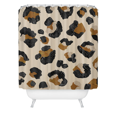 Cat Coquillette Leopard Print Neutral Gold Li Shower Curtain