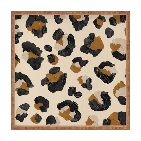 Cat Coquillette Leopard Print Neutral Gold Li Square Tray