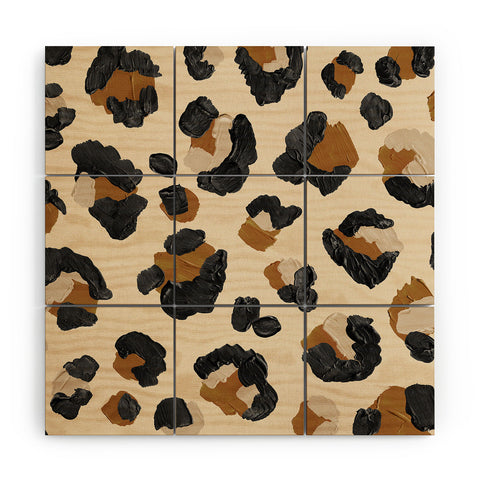 Cat Coquillette Leopard Print Neutral Gold Li Wood Wall Mural