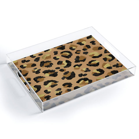 Cat Coquillette Leopard Print Neutral Gold Acrylic Tray