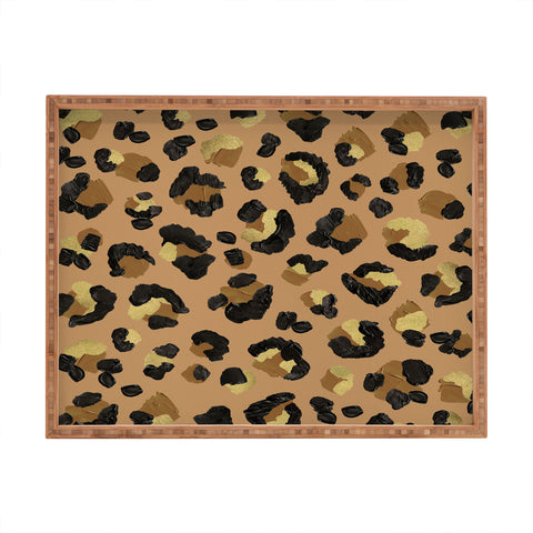 Cat Coquillette Leopard Print Neutral Gold Rectangular Tray