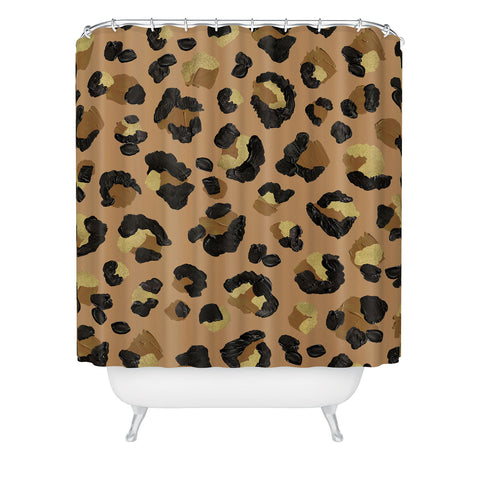 Cat Coquillette Leopard Print Neutral Gold Shower Curtain