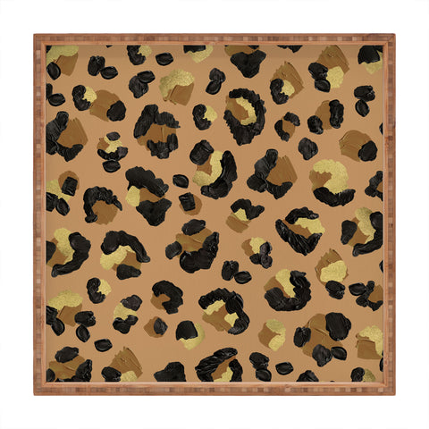 Cat Coquillette Leopard Print Neutral Gold Square Tray