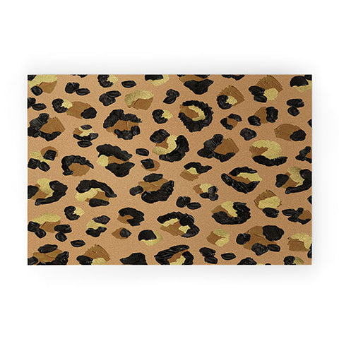 Cat Coquillette Leopard Print Neutral Gold Welcome Mat