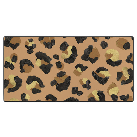 Cat Coquillette Leopard Print Neutral Gold Desk Mat