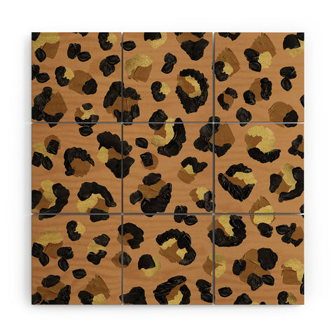 Cat Coquillette Leopard Print Neutral Gold Wood Wall Mural