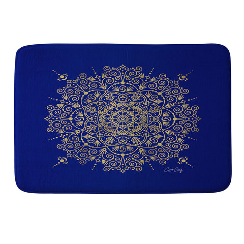 Cat Coquillette Moroccan Mandala Gold Navy Memory Foam Bath Mat