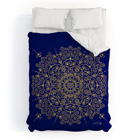 Cat Coquillette Moroccan Mandala Gold Navy Comforter