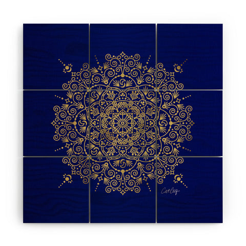 Cat Coquillette Moroccan Mandala Gold Navy Wood Wall Mural