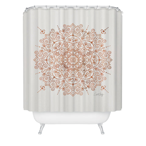 Cat Coquillette Moroccan Mandala Rose Gold Shower Curtain