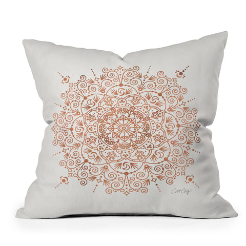 Cat Coquillette Moroccan Mandala Rose Gold Throw Pillow
