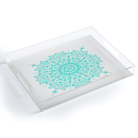 Cat Coquillette Moroccan Mandala Turquoise Acrylic Tray