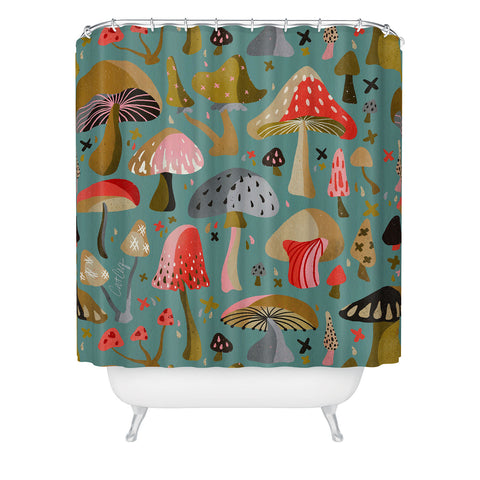 Cat Coquillette Mushroom Collection Mint Shower Curtain