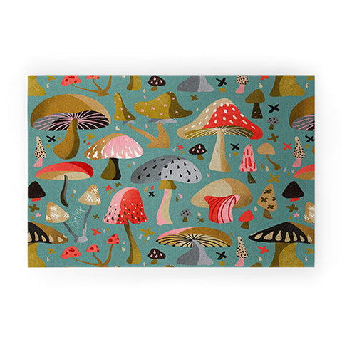 Cat Coquillette Mushroom Collection Mint Welcome Mat