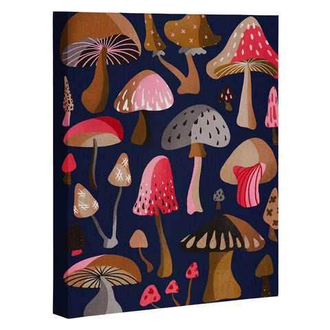 Cat Coquillette Mushroom Collection Navy Art Canvas