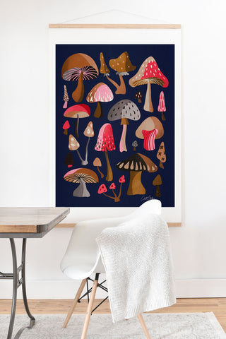 Cat Coquillette Mushroom Collection Navy Art Print And Hanger