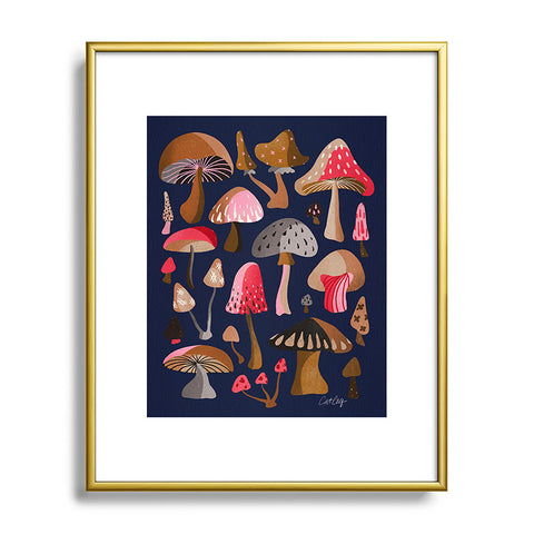 Cat Coquillette Mushroom Collection Navy Metal Framed Art Print