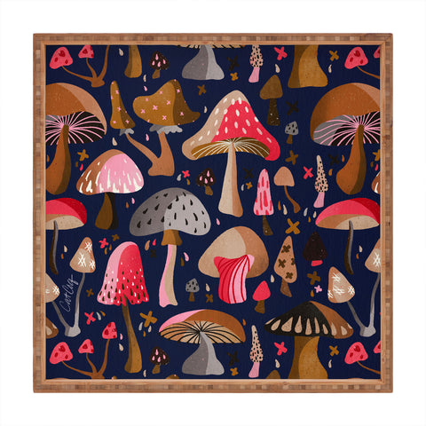 Cat Coquillette Mushroom Collection Navy Square Tray