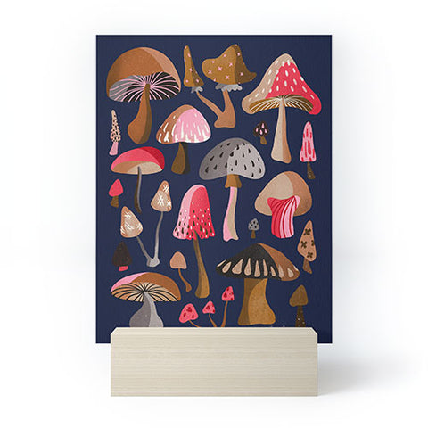 Cat Coquillette Mushroom Collection Navy Mini Art Print