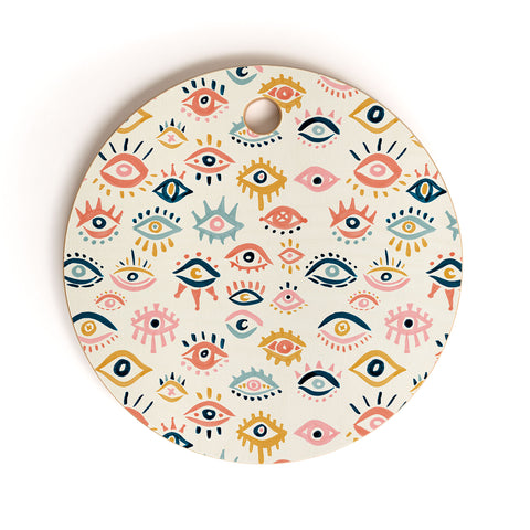 Cat Coquillette Mystic Eyes Primary Palette Cutting Board Round