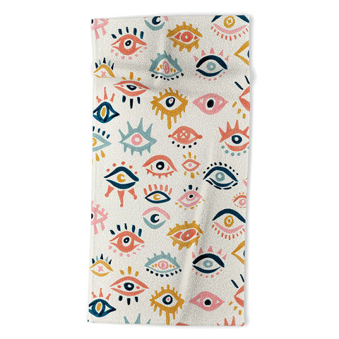 Cat Coquillette Mystic Eyes Primary Palette Beach Towel