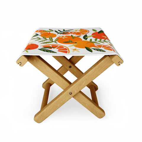Cat Coquillette Orange Blooms White Palette Folding Stool
