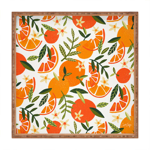 Cat Coquillette Orange Blooms White Palette Square Tray