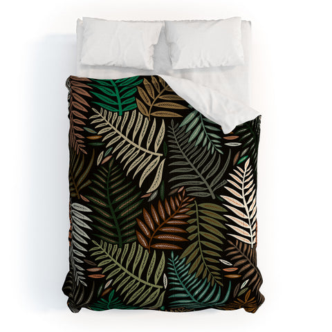 Cat Coquillette Palm Pattern Khaki Green Comforter
