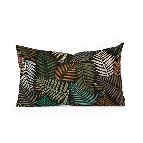 Cat Coquillette Palm Pattern Khaki Green Oblong Throw Pillow