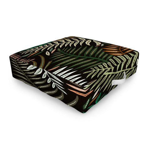 Cat Coquillette Palm Pattern Khaki Green Outdoor Floor Cushion