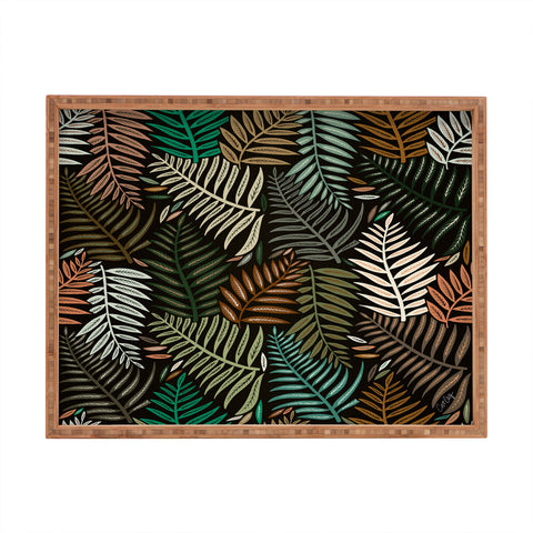 Cat Coquillette Palm Pattern Khaki Green Rectangular Tray