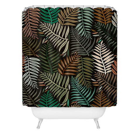 Cat Coquillette Palm Pattern Khaki Green Shower Curtain