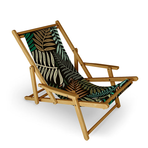 Cat Coquillette Palm Pattern Khaki Green Sling Chair