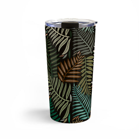 Cat Coquillette Palm Pattern Khaki Green Travel Mug