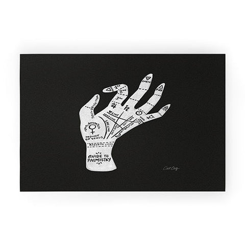 Cat Coquillette Palmistry White on Black Welcome Mat