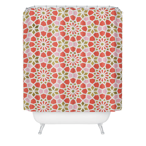 Cat Coquillette Persian Mosaic Coral Shower Curtain