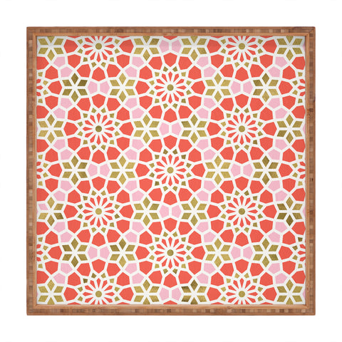 Cat Coquillette Persian Mosaic Coral Square Tray