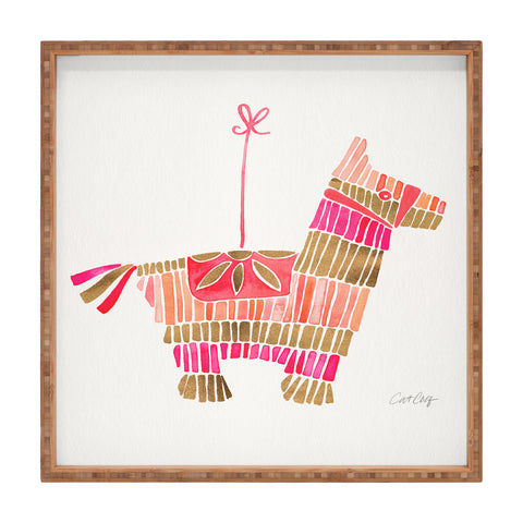 Cat Coquillette Pinata Pink and Rose Gold Square Tray