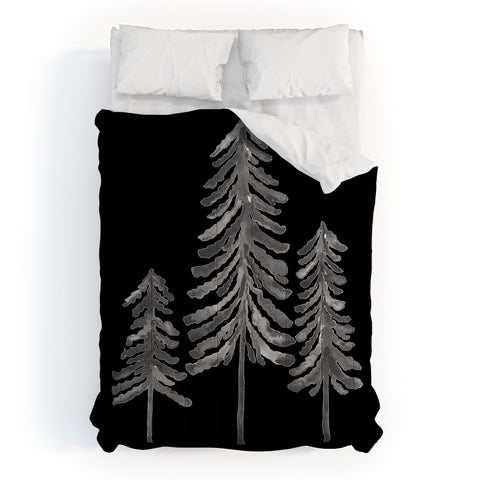 Cat Coquillette Pine Trees Black Ink2 Comforter