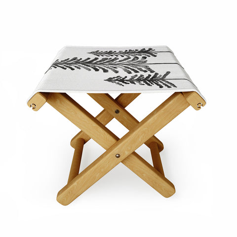 Cat Coquillette Pine Trees Black Ink2 Folding Stool