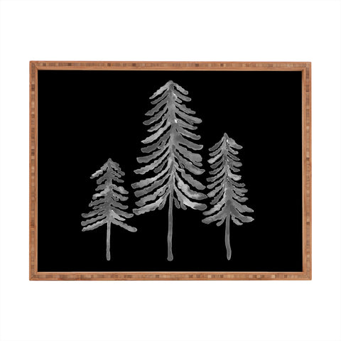 Cat Coquillette Pine Trees Black Ink2 Rectangular Tray