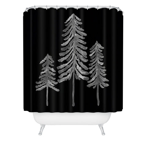 Cat Coquillette Pine Trees Black Ink2 Shower Curtain