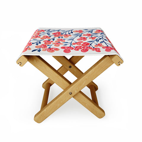 Cat Coquillette Pink Cherry Blossoms Folding Stool