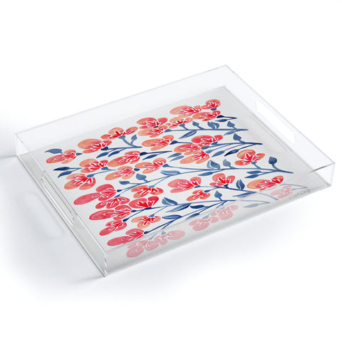 Cat Coquillette Pink Cherry Blossoms Acrylic Tray
