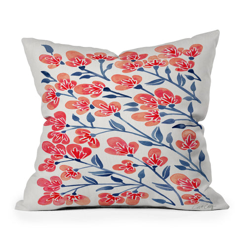 Cat Coquillette Pink Cherry Blossoms Throw Pillow