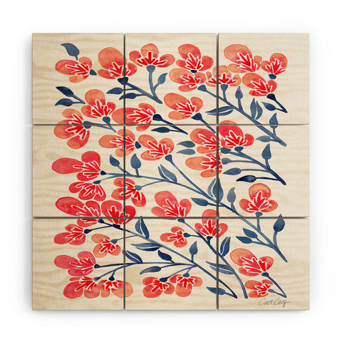 Cat Coquillette Pink Cherry Blossoms Wood Wall Mural